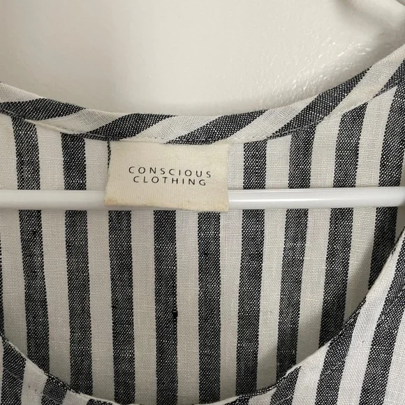Conscious Clothing Linen Striped Sleeveless Dress - Picture 3 of 5